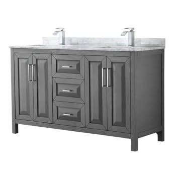 Image for Wyndham Daria Dark Gray Double Bath Vanity 60" With Countertop & Square Sink from HD Supply