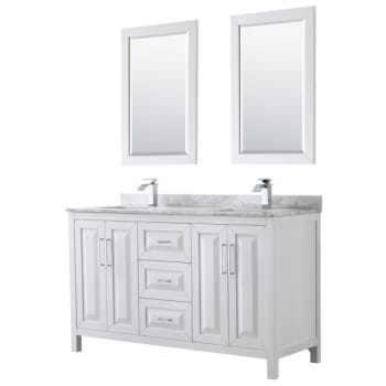 Image for Wyndham Daria White Double Bath Vanity 60" With Carrara Marble Top & 24" Mirror from HD Supply