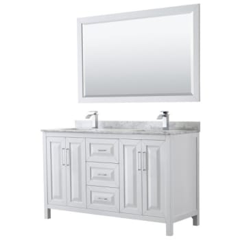Image for Wyndham Daria White Double Bath Vanity 60" With Square Sink & 58" Mirror from HD Supply