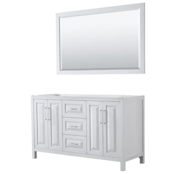 Wyndham Daria White Double Bath Vanity 60" With 58" Mirror
