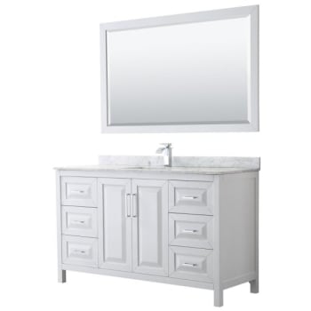 Wyndham Daria White Single Bath Vanity 60" With Square Sink And 58" Mirror
