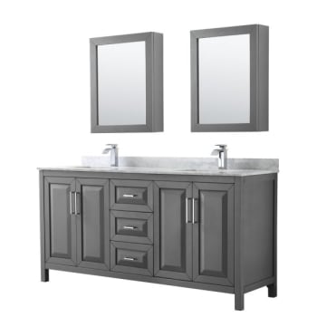 Image for Wyndham Daria Dark Gray Double Bath Vanity 72" With Square Sink & Med Cabinet from HD Supply