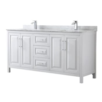 Wyndham Daria White Double Bath Vanity 72" With Countertop & Square Sink