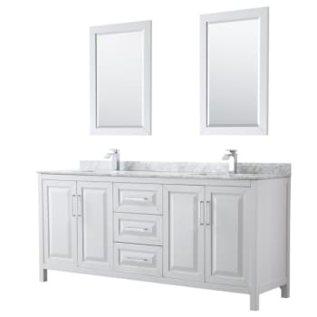 Wyndham Daria White Double Bath Vanity 80" With Countertop, Sink & 24" Mirror