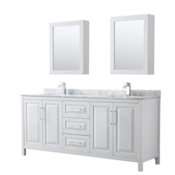 Image for Wyndham Daria White Double Bath Vanity 80" With Square Sink & Medicine Cabinet (Mirror Included) from HD Supply