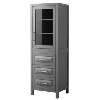 Wyndham Daria Dark Gray Linen 3-Drawer Tower Storage Cabinet 24"