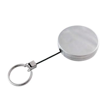 Lucky Line Heavy Duty Retractable Key Chain , Belt Clip , 42" Nylon Cable , Chr