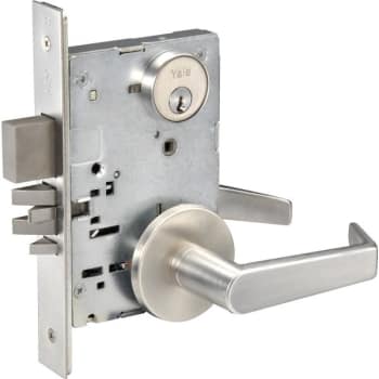 Yale® Mortise Augusta Lever Classroom With Latchbolt Rose Satin Chrome