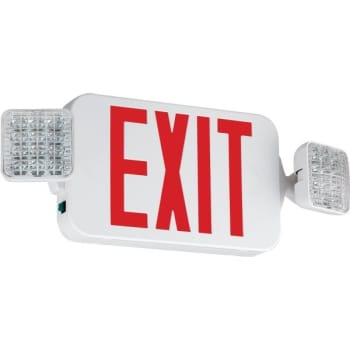 Hubbell Exit-Emergency Light, Universal Face Red Letters Square Lamp-Heads