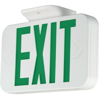 Image for Hubbell White Thermoplastic Exit, Universal Face, Green LED Ac Only Exit from HD Supply