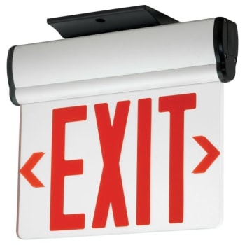 Image for Hubbell Edge-Lit Exit, Surface Mount Double Face, Red Letters, Brushed Aluminum from HD Supply