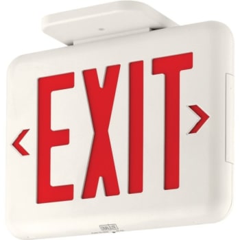 Hubbell Standard Emergency LED Exit Sign, Red Letters, White, Universal Face