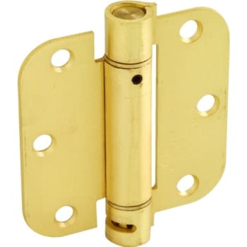 3-1/2" Residential Adjustable Spring Door Hinge Satin Brass Package Of 2