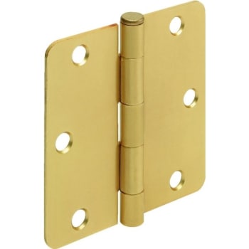 3-1/2" Residential Plain Bearing Door Hinge Satin Brass 1/4" Radius, Pack Of 2
