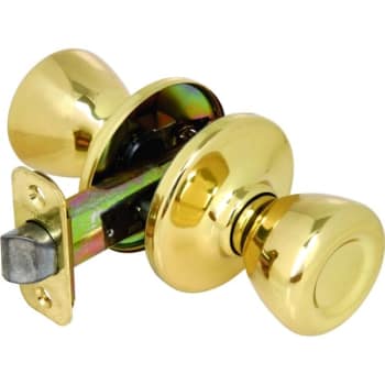Kwikset® Tylo® Door Knob, Flat Ball, Passage/Hall/Closet, Grade 3, Metal, Polished Brass