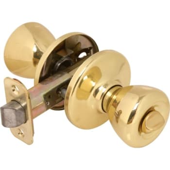 Kwikset® Tylo® Door Knob, Flat Ball, Privacy/Bed/Bath, Grade 3, Metal, Polished Brass