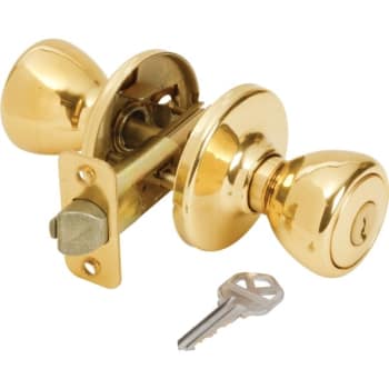 Image for Kwikset® Tylo® Door Knob, Flat Ball, Entry, Grade 3, Metal, Polished Brass from HD Supply