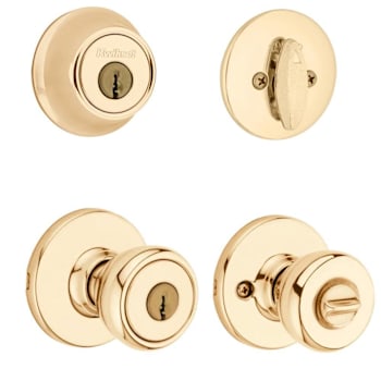 Kwikset Tylo Polished Brass Keyed Entry Knob And Single Cylinder Deadbolt Combo