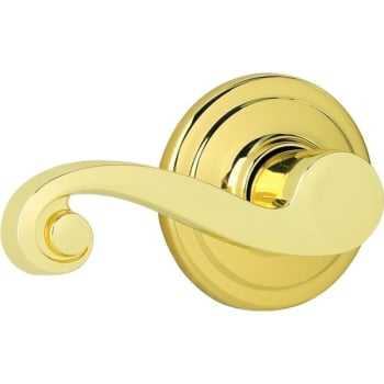 Image for Kwikset® Lido® Door Lever, Wave, Passage/hall/closet, Grade 2, Metal, Polished Brass from HD Supply