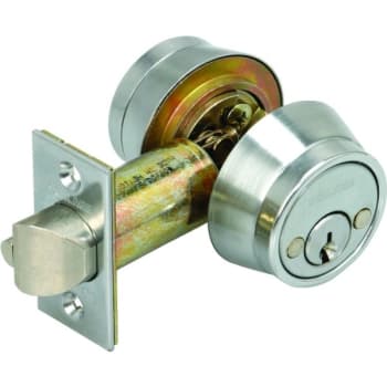Image for Schlage® B250 Deadlatch, 2.375" Backset, 1.375 to 1.75" THK Door, Keyed, Wrought Brass, Satin Chrome from HD Supply