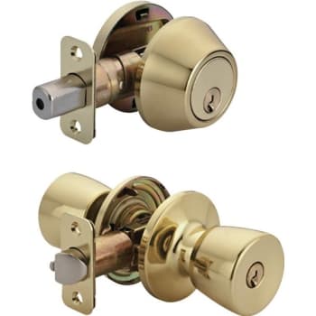 Image for Shield Security® 913845 Tulip Deadbolt/Entry Combo, 2.375/2.75" Backset, Grade 3, Brass from HD Supply