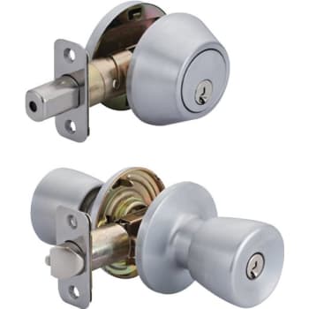 Image for Shield Security® 913855 Tulip Deadbolt/Entry Combo, 2.375/2.75" Backset, Grade 3, Satin Chrome from HD Supply