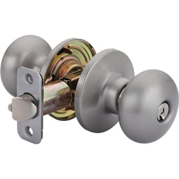 Image for Shield Security® 913866 Flat Ball Entry Knob, 2.375/2.75" Backset, Grade 3, Satin Nickel from HD Supply
