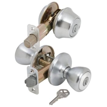Image for Kwikset® Tylo® Entry Lock/Single Cylinder Deadbolt Combo (Satin Chrome) from HD Supply