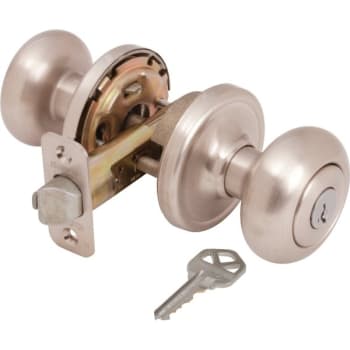 Kwikset® Hancock® Door Knob with SmartKey Security™, Flat Ball, Entry, Grade 2, Metal, Satin Nickel