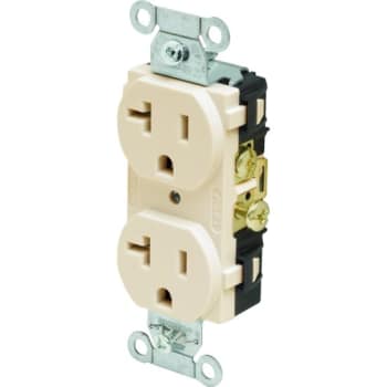Hubbell® 20 Amp 125 Volt Commercial Wire Grounding Duplex Standard Outlet (Ivory)
