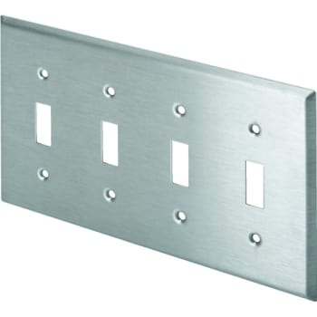Image for Titan3 4-Gang Metal Toggle Wall Plate (Stainless Steel) from HD Supply