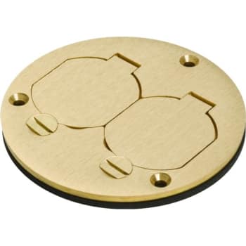Image for Hubbell Round Duplex Floor Box Cover w/ Lift Lids (Brass) from HD Supply