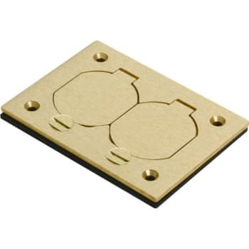 Image for Hubbell Rectangular 1-Gang Floor Box Duplex Brass Cover w/ Lift Lids from HD Supply