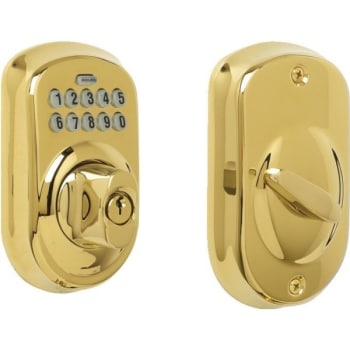 Schlage Plymouth Keypad Deadbolt With Turn-Lock, Brass
