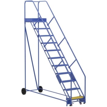Image for Vestil 50° Perforated 11-Step Rolling Warehouse Ladder 110.88" from HD Supply