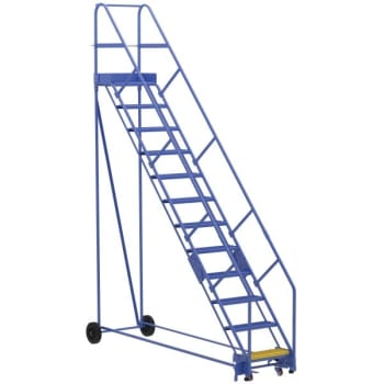Vestil 50° Grip Strut 12-Step Rolling Warehouse Ladder 110.88"