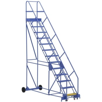Image for Vestil 50° Perforated 13-Step Rolling Warehouse Ladder 120.88" from HD Supply