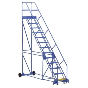 Image for Vestil 50° Perforated 13-Step Rolling Warehouse Ladder 127.88" from HD Supply