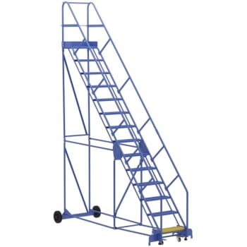 Image for Vestil 50° Perforated 14-Step Rolling Warehouse Ladder 128.06" from HD Supply