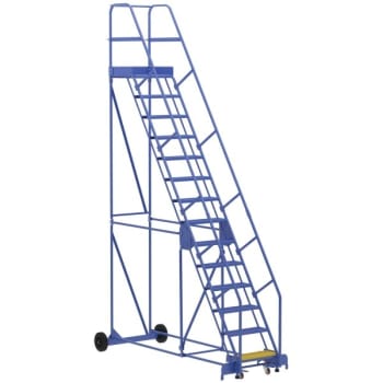Image for Vestil 58° Perforated 14-Step Rolling Warehouse Ladder 108.88" from HD Supply