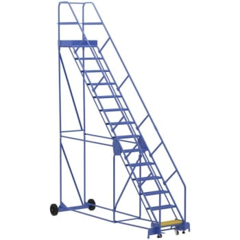 Image for Vestil 50° Perforated 14-Step Rolling Warehouse Ladder 135.06" from HD Supply