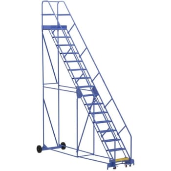 Image for Vestil 50° Perforated 16-Step Rolling Warehouse Ladder 151.81" from HD Supply