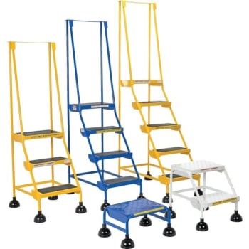 Vestil White 2-Step Spring Loaded Rolling Ladder 20.25"