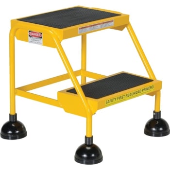 Image for Vestil Yellow 2-Step Spring Loaded Rolling Ladder 20.25" from HD Supply