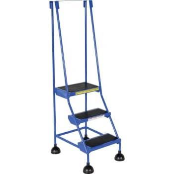 Vestil Blue 3-Step Spring Loaded Rolling Ladder 25.56"