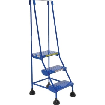 Image for Vestil Blue Perforated 3-Step Spring Loaded Rolling Ladder 25.56" from HD Supply