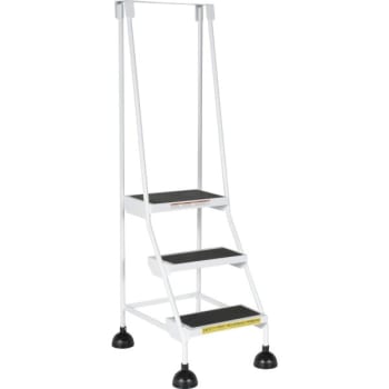 Vestil White 3-Step Spring Loaded Rolling Ladder 25.56"