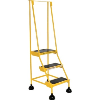 Vestil Yellow 3-Step Spring Loaded Rolling Ladder 25.56"