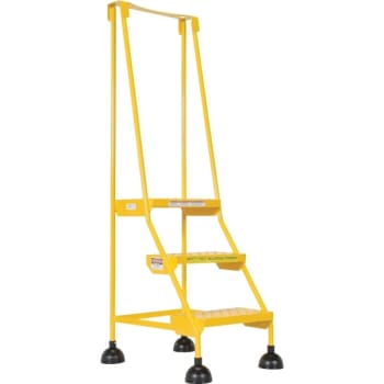 Image for Vestil Yellow Perforated 3-Step Spring Loaded Rolling Ladder 25.56" from HD Supply