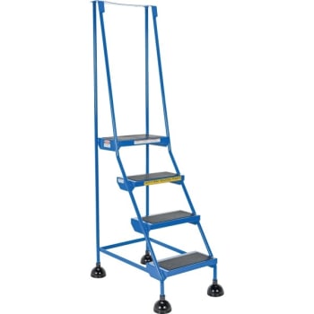 Image for Vestil Blue 4-Step Spring Loaded Rolling Ladder 31.81" from HD Supply